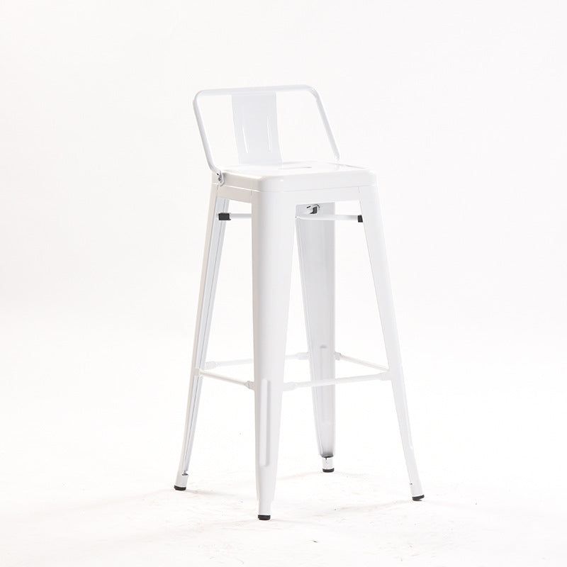 Industrial Style Metal Bar-stool Square Iron Seat Counter Stool for Kitchen Bar White With Back 1 Piece Clearhalo 'Bar Furniture' 'Bar Stools' 'bar_stools' 'furn' 'furn_bar_stools' 'furniture_bar_stools' 'Kitchen & Dining Furniture' 'kitchen&dining_furn' 'kitchen' 'kitchen_furn' Furniture' 4603036