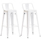 Industrial Style Metal Bar-stool Square Iron Seat Counter Stool for Kitchen Bar White With Back 2 Piece Set Clearhalo 'Bar Furniture' 'Bar Stools' 'bar_stools' 'furn' 'furn_bar_stools' 'furniture_bar_stools' 'Kitchen & Dining Furniture' 'kitchen&dining_furn' 'kitchen' 'kitchen_furn' Furniture' 4603037