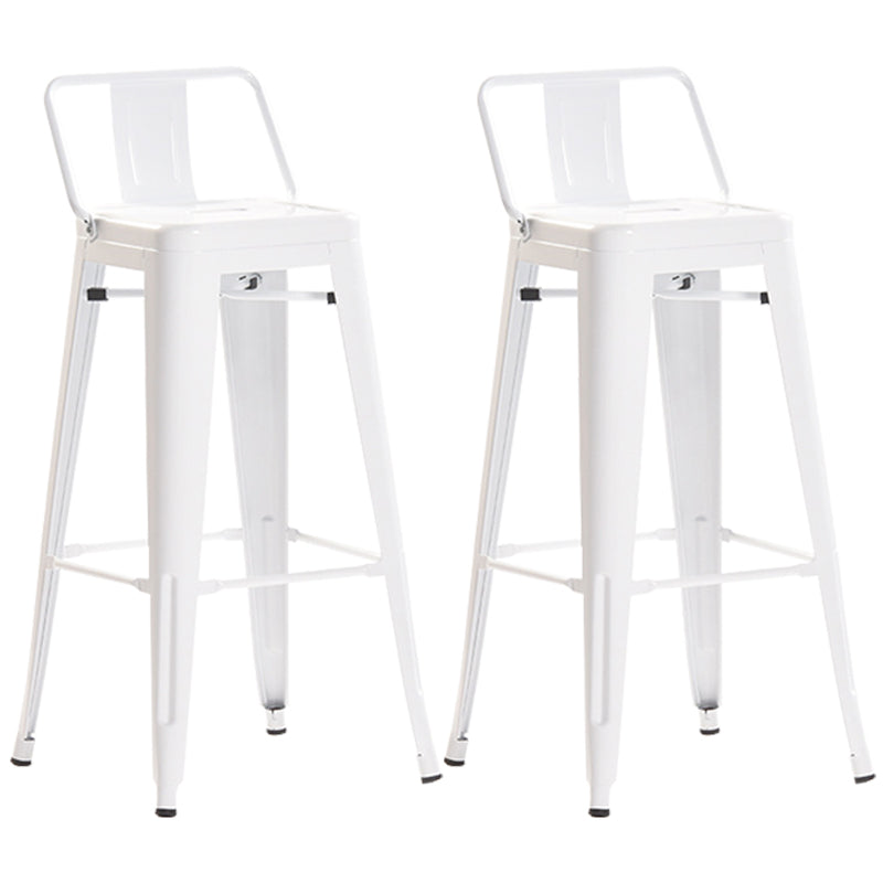 Industrial Style Metal Bar-stool Square Iron Seat Counter Stool for Kitchen Bar White With Back 2 Piece Set Clearhalo 'Bar Furniture' 'Bar Stools' 'bar_stools' 'furn' 'furn_bar_stools' 'furniture_bar_stools' 'Kitchen & Dining Furniture' 'kitchen&dining_furn' 'kitchen' 'kitchen_furn' Furniture' 4603037
