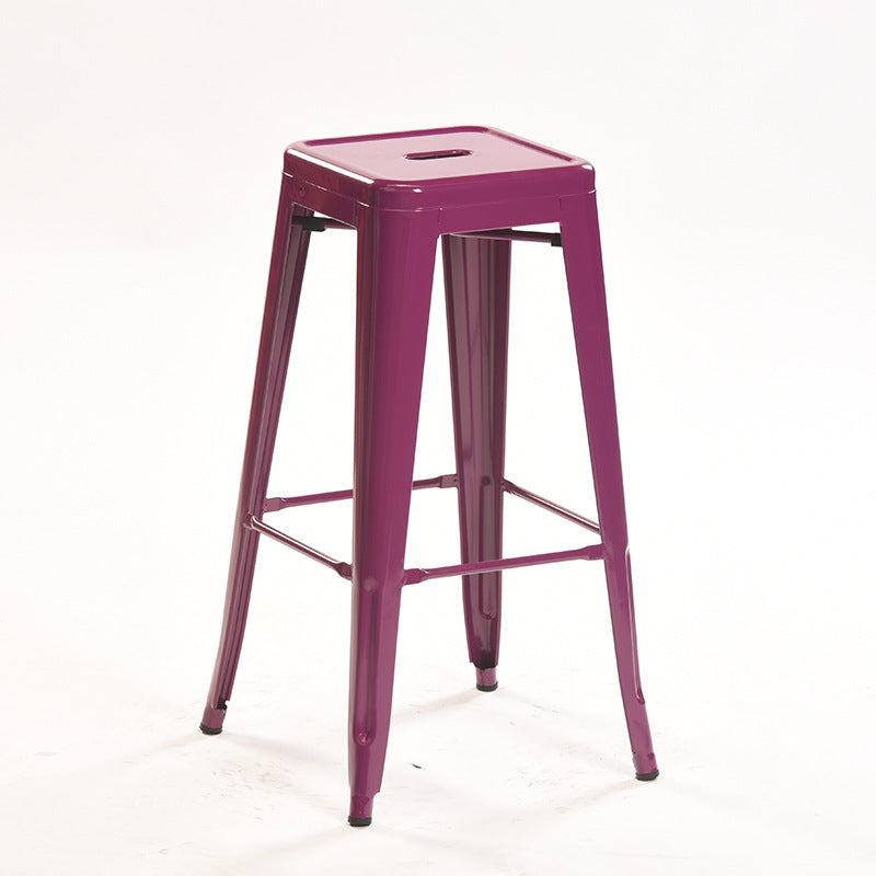 Industrial Style Metal Bar-stool Square Iron Seat Counter Stool for Kitchen Bar Purple Backless 1 Piece Clearhalo 'Bar Furniture' 'Bar Stools' 'bar_stools' 'furn' 'furn_bar_stools' 'furniture_bar_stools' 'Kitchen & Dining Furniture' 'kitchen&dining_furn' 'kitchen' 'kitchen_furn' Furniture' 4603040