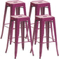 Industrial Style Metal Bar-stool Square Iron Seat Counter Stool for Kitchen Bar Purple Backless 4 Piece Set Clearhalo 'Bar Furniture' 'Bar Stools' 'bar_stools' 'furn' 'furn_bar_stools' 'furniture_bar_stools' 'Kitchen & Dining Furniture' 'kitchen&dining_furn' 'kitchen' 'kitchen_furn' Furniture' 4603041