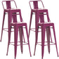 Industrial Style Metal Bar-stool Square Iron Seat Counter Stool for Kitchen Bar Purple With Back 4 Piece Set Clearhalo 'Bar Furniture' 'Bar Stools' 'bar_stools' 'furn' 'furn_bar_stools' 'furniture_bar_stools' 'Kitchen & Dining Furniture' 'kitchen&dining_furn' 'kitchen' 'kitchen_furn' Furniture' 4603044