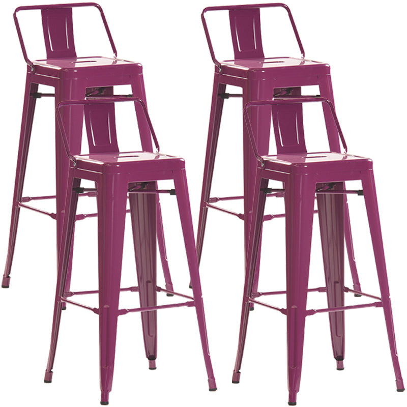 Industrial Style Metal Bar-stool Square Iron Seat Counter Stool for Kitchen Bar Purple With Back 4 Piece Set Clearhalo 'Bar Furniture' 'Bar Stools' 'bar_stools' 'furn' 'furn_bar_stools' 'furniture_bar_stools' 'Kitchen & Dining Furniture' 'kitchen&dining_furn' 'kitchen' 'kitchen_furn' Furniture' 4603044