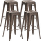 Industrial Style Metal Bar-stool Square Iron Seat Counter Stool for Kitchen Bar Rust Backless 4 Piece Set Clearhalo 'Bar Furniture' 'Bar Stools' 'bar_stools' 'furn' 'furn_bar_stools' 'furniture_bar_stools' 'Kitchen & Dining Furniture' 'kitchen&dining_furn' 'kitchen' 'kitchen_furn' Furniture' 4603047