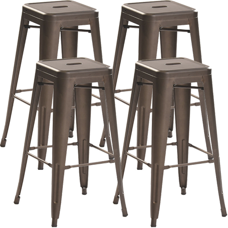 Industrial Style Metal Bar-stool Square Iron Seat Counter Stool for Kitchen Bar Rust Backless 4 Piece Set Clearhalo 'Bar Furniture' 'Bar Stools' 'bar_stools' 'furn' 'furn_bar_stools' 'furniture_bar_stools' 'Kitchen & Dining Furniture' 'kitchen&dining_furn' 'kitchen' 'kitchen_furn' Furniture' 4603047