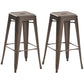 Industrial Style Metal Bar-stool Square Iron Seat Counter Stool for Kitchen Bar Rust Backless 2 Piece Set Clearhalo 'Bar Furniture' 'Bar Stools' 'bar_stools' 'furn' 'furn_bar_stools' 'furniture_bar_stools' 'Kitchen & Dining Furniture' 'kitchen&dining_furn' 'kitchen' 'kitchen_furn' Furniture' 4603049