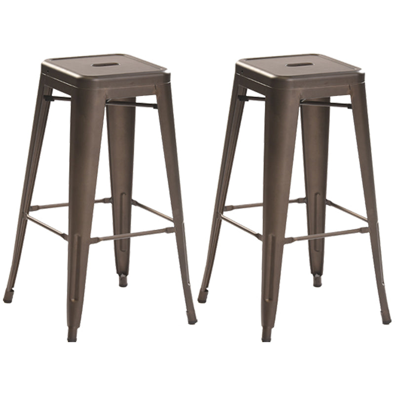 Industrial Style Metal Bar-stool Square Iron Seat Counter Stool for Kitchen Bar Rust Backless 2 Piece Set Clearhalo 'Bar Furniture' 'Bar Stools' 'bar_stools' 'furn' 'furn_bar_stools' 'furniture_bar_stools' 'Kitchen & Dining Furniture' 'kitchen&dining_furn' 'kitchen' 'kitchen_furn' Furniture' 4603049