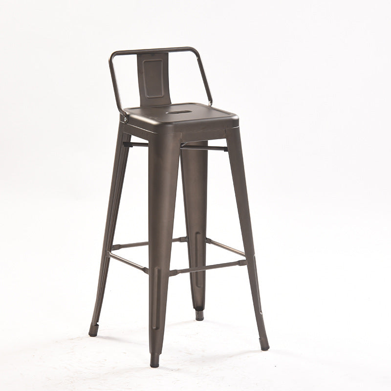 Industrial Style Metal Bar-stool Square Iron Seat Counter Stool for Kitchen Bar Rust With Back 1 Piece Clearhalo 'Bar Furniture' 'Bar Stools' 'bar_stools' 'furn' 'furn_bar_stools' 'furniture_bar_stools' 'Kitchen & Dining Furniture' 'kitchen&dining_furn' 'kitchen' 'kitchen_furn' Furniture' 4603051