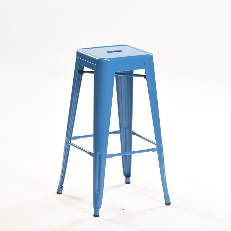 Industrial Style Metal Bar-stool Square Iron Seat Counter Stool for Kitchen Bar Blue Backless 1 Piece Clearhalo 'Bar Furniture' 'Bar Stools' 'bar_stools' 'furn' 'furn_bar_stools' 'furniture_bar_stools' 'Kitchen & Dining Furniture' 'kitchen&dining_furn' 'kitchen' 'kitchen_furn' Furniture' 4603054