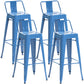 Industrial Style Metal Bar-stool Square Iron Seat Counter Stool for Kitchen Bar Blue With Back 4 Piece Set Clearhalo 'Bar Furniture' 'Bar Stools' 'bar_stools' 'furn' 'furn_bar_stools' 'furniture_bar_stools' 'Kitchen & Dining Furniture' 'kitchen&dining_furn' 'kitchen' 'kitchen_furn' Furniture' 4603056