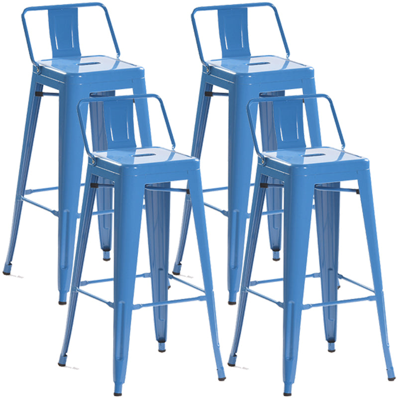Industrial Style Metal Bar-stool Square Iron Seat Counter Stool for Kitchen Bar Blue With Back 4 Piece Set Clearhalo 'Bar Furniture' 'Bar Stools' 'bar_stools' 'furn' 'furn_bar_stools' 'furniture_bar_stools' 'Kitchen & Dining Furniture' 'kitchen&dining_furn' 'kitchen' 'kitchen_furn' Furniture' 4603056