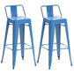 Industrial Style Metal Bar-stool Square Iron Seat Counter Stool for Kitchen Bar Blue With Back 2 Piece Set Clearhalo 'Bar Furniture' 'Bar Stools' 'bar_stools' 'furn' 'furn_bar_stools' 'furniture_bar_stools' 'Kitchen & Dining Furniture' 'kitchen&dining_furn' 'kitchen' 'kitchen_furn' Furniture' 4603058