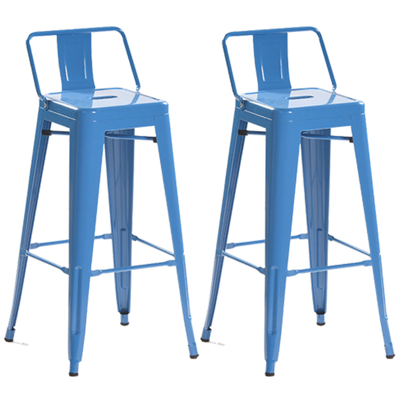 Industrial Style Metal Bar-stool Square Iron Seat Counter Stool for Kitchen Bar Blue With Back 2 Piece Set Clearhalo 'Bar Furniture' 'Bar Stools' 'bar_stools' 'furn' 'furn_bar_stools' 'furniture_bar_stools' 'Kitchen & Dining Furniture' 'kitchen&dining_furn' 'kitchen' 'kitchen_furn' Furniture' 4603058