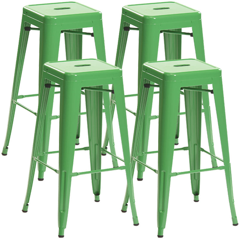 Industrial Style Metal Bar-stool Square Iron Seat Counter Stool for Kitchen Bar Light Green Backless 4 Piece Set Clearhalo 'Bar Furniture' 'Bar Stools' 'bar_stools' 'furn' 'furn_bar_stools' 'furniture_bar_stools' 'Kitchen & Dining Furniture' 'kitchen&dining_furn' 'kitchen' 'kitchen_furn' Furniture' 4603059