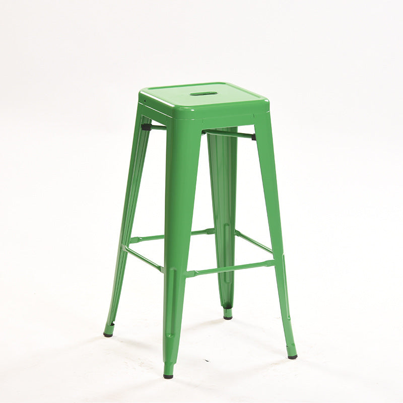 Industrial Style Metal Bar-stool Square Iron Seat Counter Stool for Kitchen Bar Light Green Backless 1 Piece Clearhalo 'Bar Furniture' 'Bar Stools' 'bar_stools' 'furn' 'furn_bar_stools' 'furniture_bar_stools' 'Kitchen & Dining Furniture' 'kitchen&dining_furn' 'kitchen' 'kitchen_furn' Furniture' 4603060