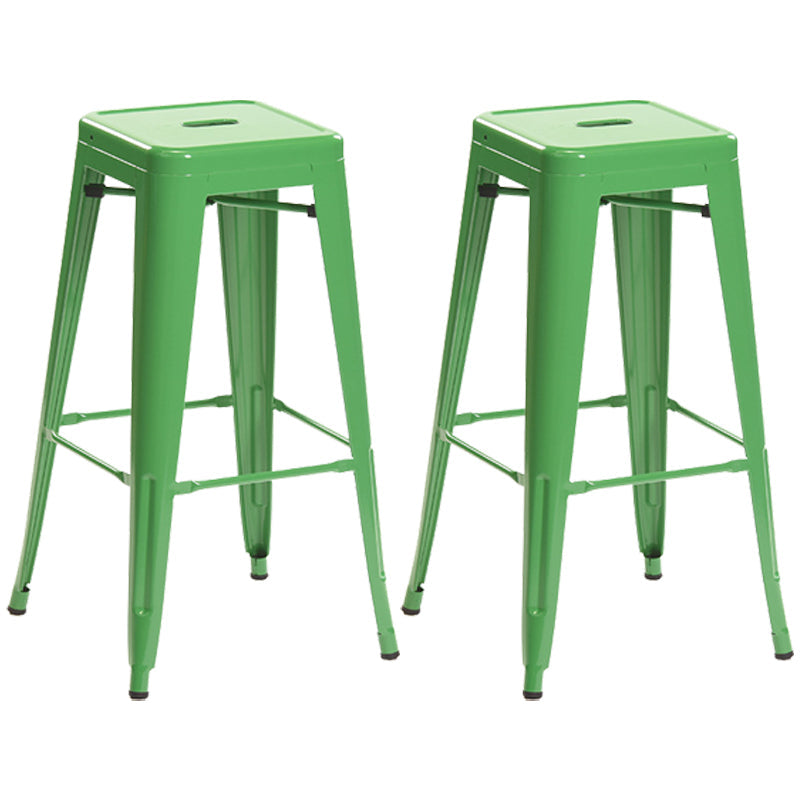 Industrial Style Metal Bar-stool Square Iron Seat Counter Stool for Kitchen Bar Light Green Backless 2 Piece Set Clearhalo 'Bar Furniture' 'Bar Stools' 'bar_stools' 'furn' 'furn_bar_stools' 'furniture_bar_stools' 'Kitchen & Dining Furniture' 'kitchen&dining_furn' 'kitchen' 'kitchen_furn' Furniture' 4603061