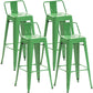 Industrial Style Metal Bar-stool Square Iron Seat Counter Stool for Kitchen Bar Light Green With Back 4 Piece Set Clearhalo 'Bar Furniture' 'Bar Stools' 'bar_stools' 'furn' 'furn_bar_stools' 'furniture_bar_stools' 'Kitchen & Dining Furniture' 'kitchen&dining_furn' 'kitchen' 'kitchen_furn' Furniture' 4603062