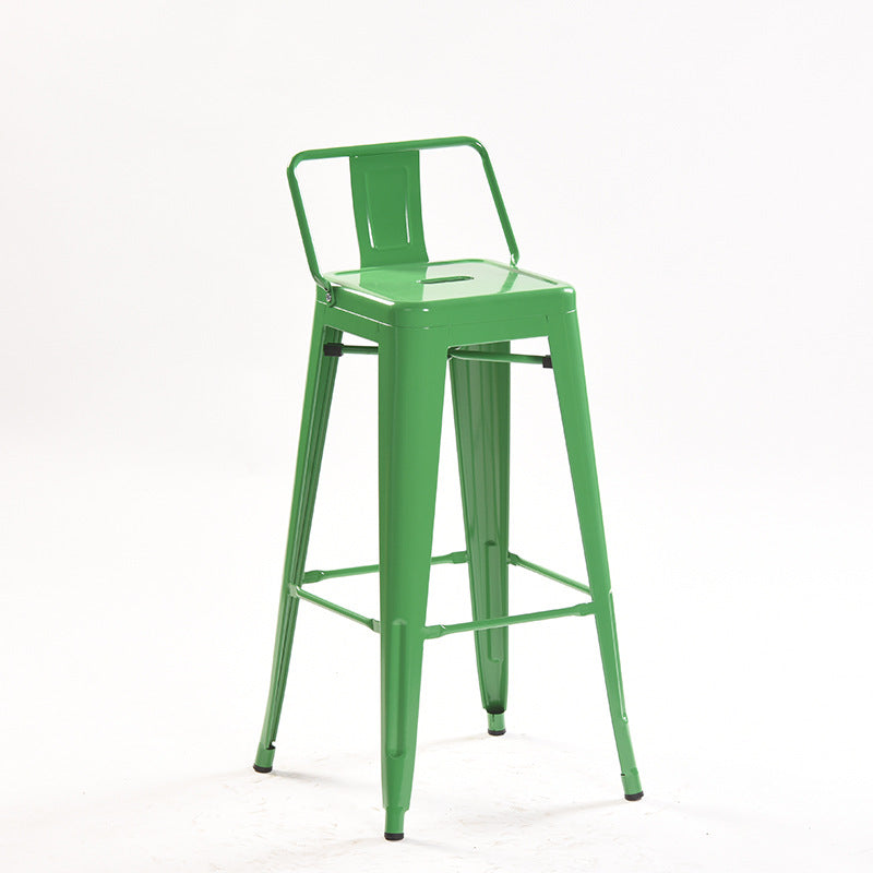 Industrial Style Metal Bar-stool Square Iron Seat Counter Stool for Kitchen Bar Light Green With Back 1 Piece Clearhalo 'Bar Furniture' 'Bar Stools' 'bar_stools' 'furn' 'furn_bar_stools' 'furniture_bar_stools' 'Kitchen & Dining Furniture' 'kitchen&dining_furn' 'kitchen' 'kitchen_furn' Furniture' 4603063