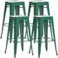 Industrial Style Metal Bar-stool Square Iron Seat Counter Stool for Kitchen Bar Dark Green Backless 4 Piece Set Clearhalo 'Bar Furniture' 'Bar Stools' 'bar_stools' 'furn' 'furn_bar_stools' 'furniture_bar_stools' 'Kitchen & Dining Furniture' 'kitchen&dining_furn' 'kitchen' 'kitchen_furn' Furniture' 4603065