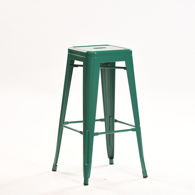 Industrial Style Metal Bar-stool Square Iron Seat Counter Stool for Kitchen Bar Dark Green Backless 1 Piece Clearhalo 'Bar Furniture' 'Bar Stools' 'bar_stools' 'furn' 'furn_bar_stools' 'furniture_bar_stools' 'Kitchen & Dining Furniture' 'kitchen&dining_furn' 'kitchen' 'kitchen_furn' Furniture' 4603066