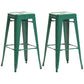 Industrial Style Metal Bar-stool Square Iron Seat Counter Stool for Kitchen Bar Dark Green Backless 2 Piece Set Clearhalo 'Bar Furniture' 'Bar Stools' 'bar_stools' 'furn' 'furn_bar_stools' 'furniture_bar_stools' 'Kitchen & Dining Furniture' 'kitchen&dining_furn' 'kitchen' 'kitchen_furn' Furniture' 4603067