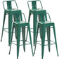 Industrial Style Metal Bar-stool Square Iron Seat Counter Stool for Kitchen Bar Dark Green With Back 4 Piece Set Clearhalo 'Bar Furniture' 'Bar Stools' 'bar_stools' 'furn' 'furn_bar_stools' 'furniture_bar_stools' 'Kitchen & Dining Furniture' 'kitchen&dining_furn' 'kitchen' 'kitchen_furn' Furniture' 4603068