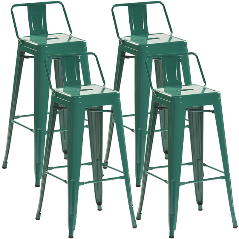Industrial Style Metal Bar-stool Square Iron Seat Counter Stool for Kitchen Bar Dark Green With Back 4 Piece Set Clearhalo 'Bar Furniture' 'Bar Stools' 'bar_stools' 'furn' 'furn_bar_stools' 'furniture_bar_stools' 'Kitchen & Dining Furniture' 'kitchen&dining_furn' 'kitchen' 'kitchen_furn' Furniture' 4603068