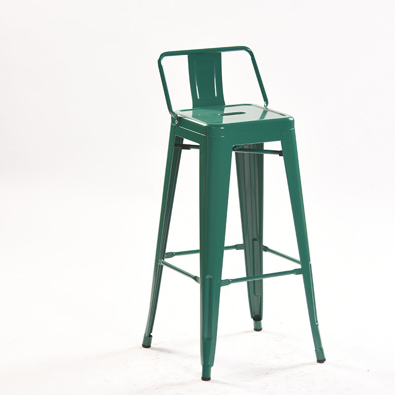 Industrial Style Metal Bar-stool Square Iron Seat Counter Stool for Kitchen Bar Dark Green With Back 1 Piece Clearhalo 'Bar Furniture' 'Bar Stools' 'bar_stools' 'furn' 'furn_bar_stools' 'furniture_bar_stools' 'Kitchen & Dining Furniture' 'kitchen&dining_furn' 'kitchen' 'kitchen_furn' Furniture' 4603069