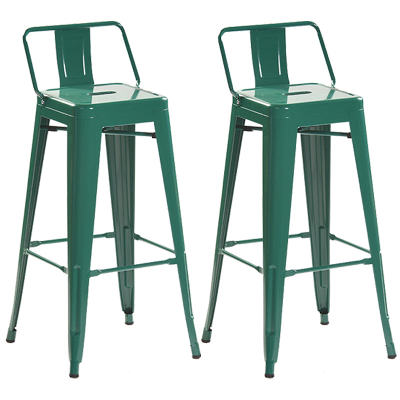 Industrial Style Metal Bar-stool Square Iron Seat Counter Stool for Kitchen Bar Dark Green With Back 2 Piece Set Clearhalo 'Bar Furniture' 'Bar Stools' 'bar_stools' 'furn' 'furn_bar_stools' 'furniture_bar_stools' 'Kitchen & Dining Furniture' 'kitchen&dining_furn' 'kitchen' 'kitchen_furn' Furniture' 4603070