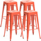 Industrial Style Metal Bar-stool Square Iron Seat Counter Stool for Kitchen Bar Orange Yellow Backless 4 Piece Set Clearhalo 'Bar Furniture' 'Bar Stools' 'bar_stools' 'furn' 'furn_bar_stools' 'furniture_bar_stools' 'Kitchen & Dining Furniture' 'kitchen&dining_furn' 'kitchen' 'kitchen_furn' Furniture' 4603071