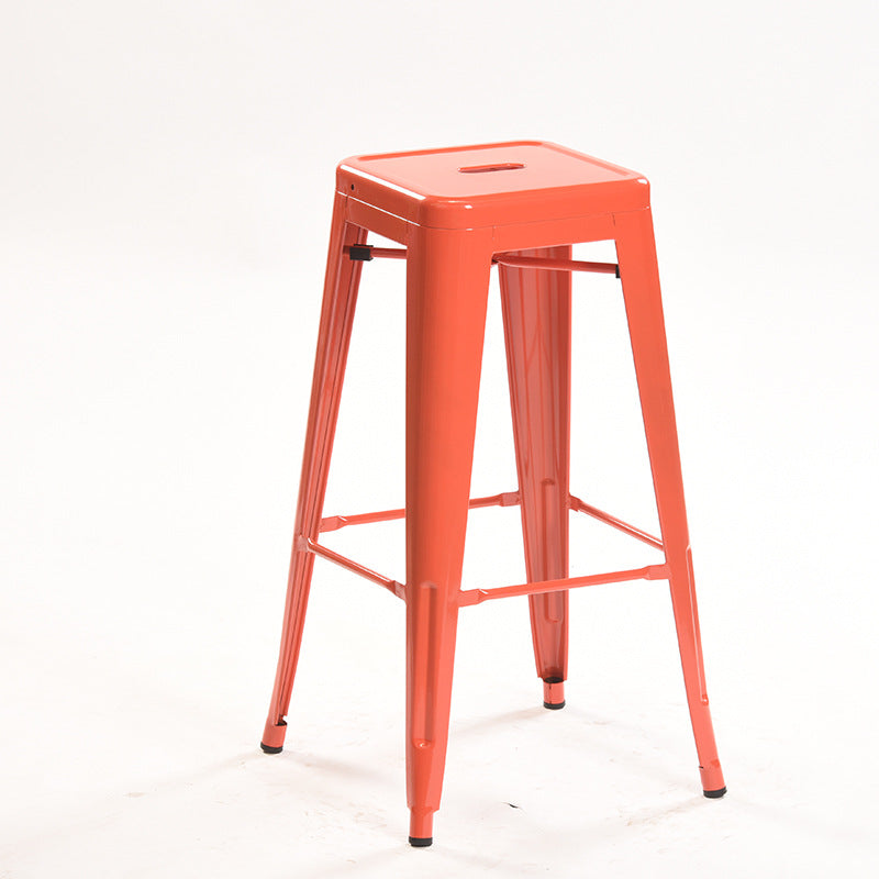 Industrial Style Metal Bar-stool Square Iron Seat Counter Stool for Kitchen Bar Orange Yellow Backless 1 Piece Clearhalo 'Bar Furniture' 'Bar Stools' 'bar_stools' 'furn' 'furn_bar_stools' 'furniture_bar_stools' 'Kitchen & Dining Furniture' 'kitchen&dining_furn' 'kitchen' 'kitchen_furn' Furniture' 4603072