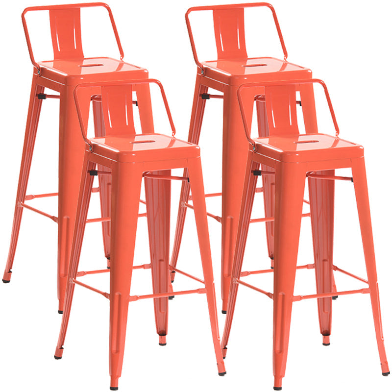 Industrial Style Metal Bar-stool Square Iron Seat Counter Stool for Kitchen Bar Orange Yellow With Back 4 Piece Set Clearhalo 'Bar Furniture' 'Bar Stools' 'bar_stools' 'furn' 'furn_bar_stools' 'furniture_bar_stools' 'Kitchen & Dining Furniture' 'kitchen&dining_furn' 'kitchen' 'kitchen_furn' Furniture' 4603074