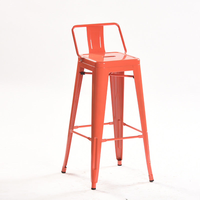 Industrial Style Metal Bar-stool Square Iron Seat Counter Stool for Kitchen Bar Orange Yellow With Back 1 Piece Clearhalo 'Bar Furniture' 'Bar Stools' 'bar_stools' 'furn' 'furn_bar_stools' 'furniture_bar_stools' 'Kitchen & Dining Furniture' 'kitchen&dining_furn' 'kitchen' 'kitchen_furn' Furniture' 4603075
