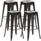Industrial Style Metal Bar-stool Square Iron Seat Counter Stool for Kitchen Bar Black Backless 4 Piece Set Clearhalo 'Bar Furniture' 'Bar Stools' 'bar_stools' 'furn' 'furn_bar_stools' 'furniture_bar_stools' 'Kitchen & Dining Furniture' 'kitchen&dining_furn' 'kitchen' 'kitchen_furn' Furniture' 4603077