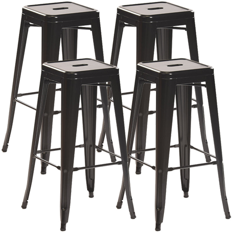 Industrial Style Metal Bar-stool Square Iron Seat Counter Stool for Kitchen Bar Black Backless 4 Piece Set Clearhalo 'Bar Furniture' 'Bar Stools' 'bar_stools' 'furn' 'furn_bar_stools' 'furniture_bar_stools' 'Kitchen & Dining Furniture' 'kitchen&dining_furn' 'kitchen' 'kitchen_furn' Furniture' 4603077