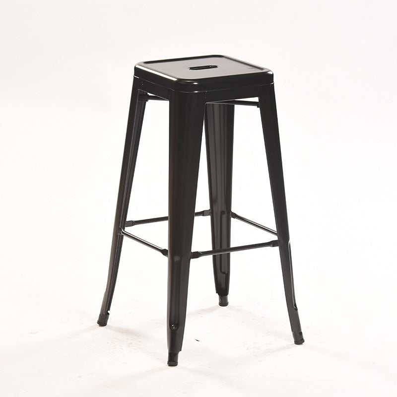 Industrial Style Metal Bar-stool Square Iron Seat Counter Stool for Kitchen Bar Black Backless 1 Piece Clearhalo 'Bar Furniture' 'Bar Stools' 'bar_stools' 'furn' 'furn_bar_stools' 'furniture_bar_stools' 'Kitchen & Dining Furniture' 'kitchen&dining_furn' 'kitchen' 'kitchen_furn' Furniture' 4603078