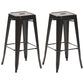 Industrial Style Metal Bar-stool Square Iron Seat Counter Stool for Kitchen Bar Black Backless 2 Piece Set Clearhalo 'Bar Furniture' 'Bar Stools' 'bar_stools' 'furn' 'furn_bar_stools' 'furniture_bar_stools' 'Kitchen & Dining Furniture' 'kitchen&dining_furn' 'kitchen' 'kitchen_furn' Furniture' 4603079