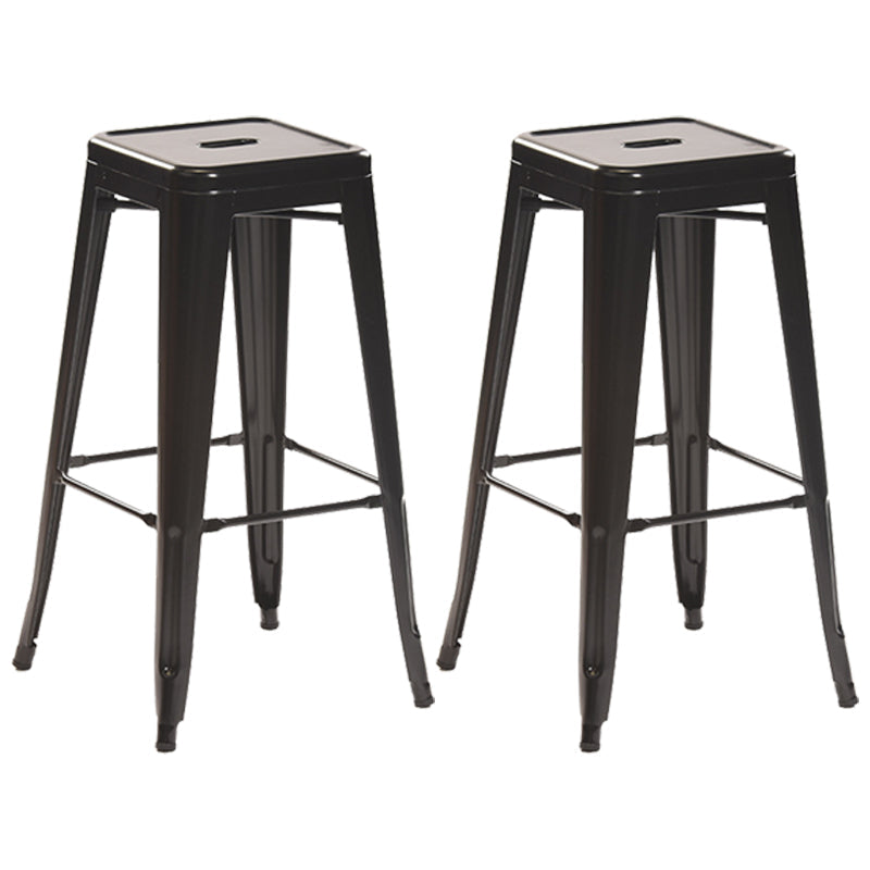 Industrial Style Metal Bar-stool Square Iron Seat Counter Stool for Kitchen Bar Black Backless 2 Piece Set Clearhalo 'Bar Furniture' 'Bar Stools' 'bar_stools' 'furn' 'furn_bar_stools' 'furniture_bar_stools' 'Kitchen & Dining Furniture' 'kitchen&dining_furn' 'kitchen' 'kitchen_furn' Furniture' 4603079