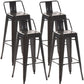 Industrial Style Metal Bar-stool Square Iron Seat Counter Stool for Kitchen Bar Black With Back 4 Piece Set Clearhalo 'Bar Furniture' 'Bar Stools' 'bar_stools' 'furn' 'furn_bar_stools' 'furniture_bar_stools' 'Kitchen & Dining Furniture' 'kitchen&dining_furn' 'kitchen' 'kitchen_furn' Furniture' 4603080