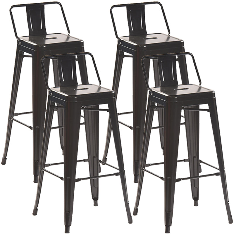 Industrial Style Metal Bar-stool Square Iron Seat Counter Stool for Kitchen Bar Black With Back 4 Piece Set Clearhalo 'Bar Furniture' 'Bar Stools' 'bar_stools' 'furn' 'furn_bar_stools' 'furniture_bar_stools' 'Kitchen & Dining Furniture' 'kitchen&dining_furn' 'kitchen' 'kitchen_furn' Furniture' 4603080