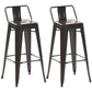 Industrial Style Metal Bar-stool Square Iron Seat Counter Stool for Kitchen Bar Black With Back 2 Piece Set Clearhalo 'Bar Furniture' 'Bar Stools' 'bar_stools' 'furn' 'furn_bar_stools' 'furniture_bar_stools' 'Kitchen & Dining Furniture' 'kitchen&dining_furn' 'kitchen' 'kitchen_furn' Furniture' 4603082