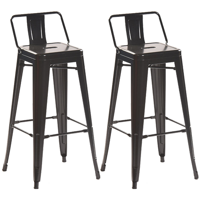 Industrial Style Metal Bar-stool Square Iron Seat Counter Stool for Kitchen Bar Black With Back 2 Piece Set Clearhalo 'Bar Furniture' 'Bar Stools' 'bar_stools' 'furn' 'furn_bar_stools' 'furniture_bar_stools' 'Kitchen & Dining Furniture' 'kitchen&dining_furn' 'kitchen' 'kitchen_furn' Furniture' 4603082