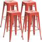 Industrial Style Metal Bar-stool Square Iron Seat Counter Stool for Kitchen Bar Red Backless 4 Piece Set Clearhalo 'Bar Furniture' 'Bar Stools' 'bar_stools' 'furn' 'furn_bar_stools' 'furniture_bar_stools' 'Kitchen & Dining Furniture' 'kitchen&dining_furn' 'kitchen' 'kitchen_furn' Furniture' 4603083