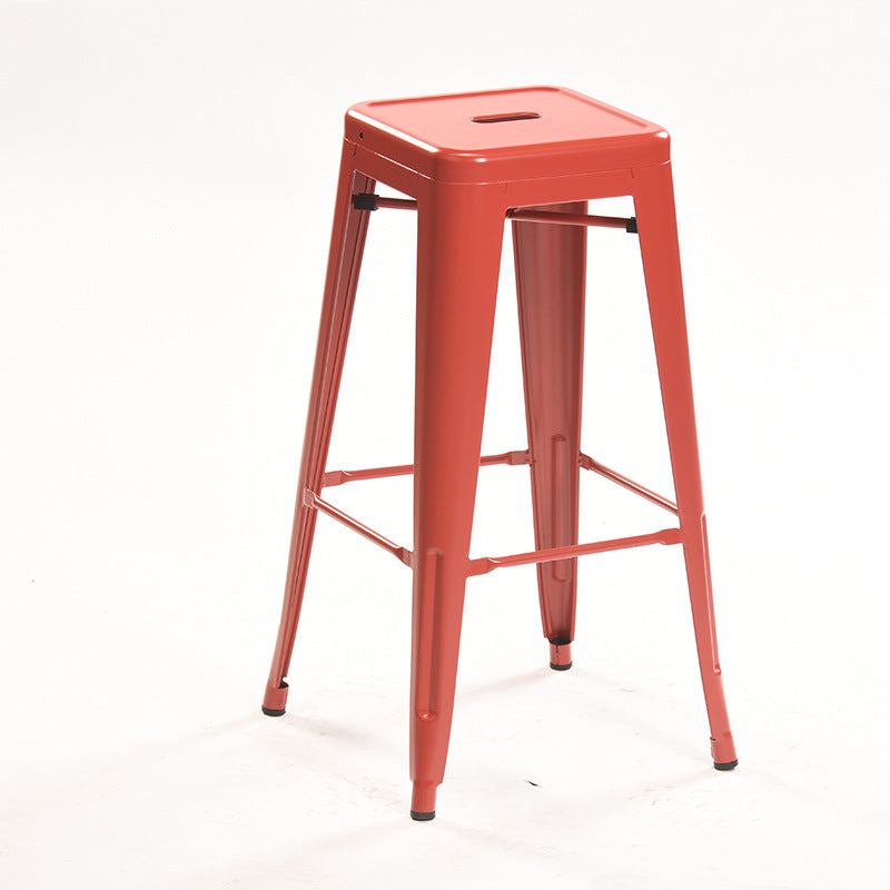 Industrial Style Metal Bar-stool Square Iron Seat Counter Stool for Kitchen Bar Red Backless 1 Piece Clearhalo 'Bar Furniture' 'Bar Stools' 'bar_stools' 'furn' 'furn_bar_stools' 'furniture_bar_stools' 'Kitchen & Dining Furniture' 'kitchen&dining_furn' 'kitchen' 'kitchen_furn' Furniture' 4603084