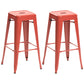 Industrial Style Metal Bar-stool Square Iron Seat Counter Stool for Kitchen Bar Red Backless 2 Piece Set Clearhalo 'Bar Furniture' 'Bar Stools' 'bar_stools' 'furn' 'furn_bar_stools' 'furniture_bar_stools' 'Kitchen & Dining Furniture' 'kitchen&dining_furn' 'kitchen' 'kitchen_furn' Furniture' 4603085