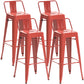 Industrial Style Metal Bar-stool Square Iron Seat Counter Stool for Kitchen Bar Red With Back 4 Piece Set Clearhalo 'Bar Furniture' 'Bar Stools' 'bar_stools' 'furn' 'furn_bar_stools' 'furniture_bar_stools' 'Kitchen & Dining Furniture' 'kitchen&dining_furn' 'kitchen' 'kitchen_furn' Furniture' 4603086