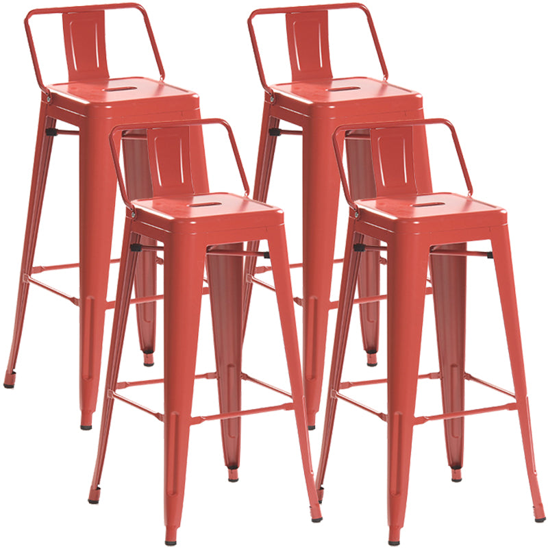 Industrial Style Metal Bar-stool Square Iron Seat Counter Stool for Kitchen Bar Red With Back 4 Piece Set Clearhalo 'Bar Furniture' 'Bar Stools' 'bar_stools' 'furn' 'furn_bar_stools' 'furniture_bar_stools' 'Kitchen & Dining Furniture' 'kitchen&dining_furn' 'kitchen' 'kitchen_furn' Furniture' 4603086