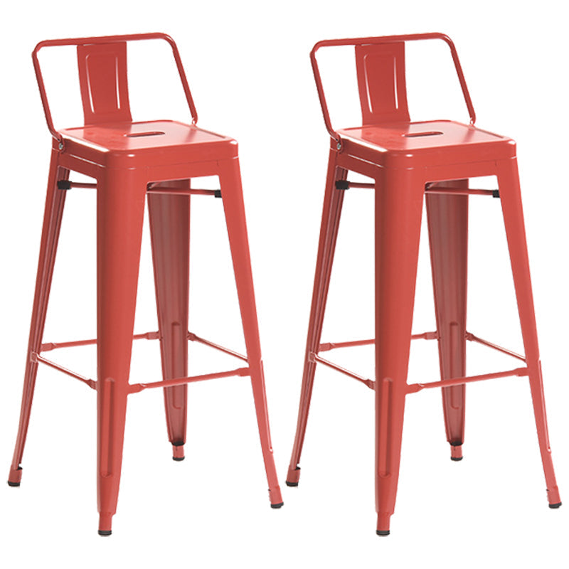 Industrial Style Metal Bar-stool Square Iron Seat Counter Stool for Kitchen Bar Red With Back 2 Piece Set Clearhalo 'Bar Furniture' 'Bar Stools' 'bar_stools' 'furn' 'furn_bar_stools' 'furniture_bar_stools' 'Kitchen & Dining Furniture' 'kitchen&dining_furn' 'kitchen' 'kitchen_furn' Furniture' 4603088