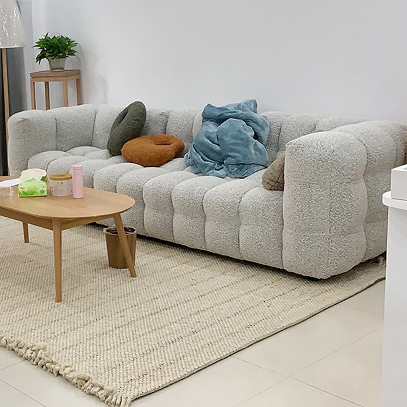 Sofa with Pillow Back with Wool/imitation Leather Beige Cushions Clearhalo 'furn' 'furn_sofas' 'Furniture' 'furniture_sofas' 'kitchen' 'kitchen_sofas' 'Living Room Furniture' 'Sofa' 'sofas' 4607299