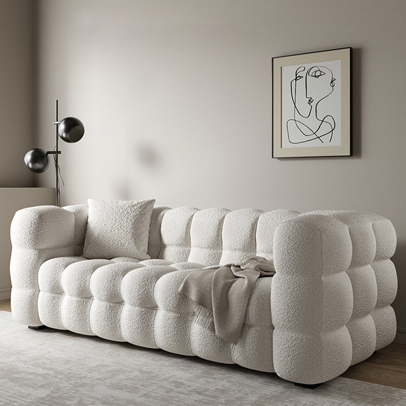 Sofa with Pillow Back with Wool/imitation Leather Beige Cushions 67"L x 40"W x 29.5"H Clearhalo 'furn' 'furn_sofas' 'Furniture' 'furniture_sofas' 'kitchen' 'kitchen_sofas' 'Living Room Furniture' 'Sofa' 'sofas' 4607300